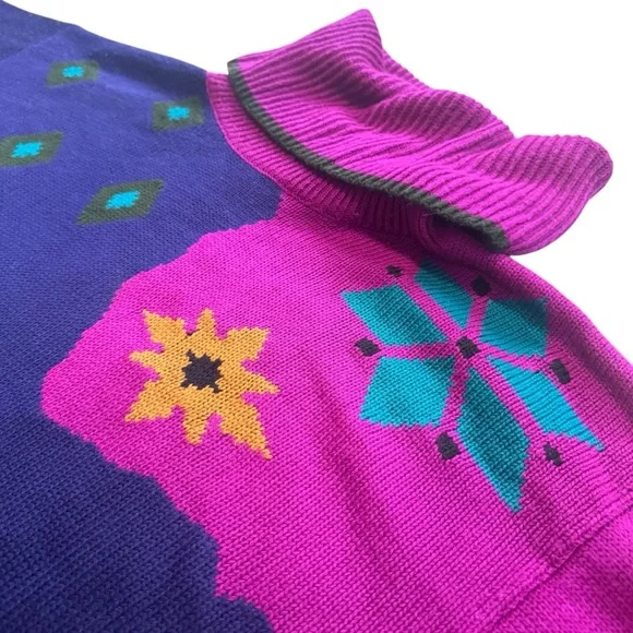 VTG Plain Jane by Sweet Baby Jane Purple, Pink and Green Knit Sweater Dress Sz M - Picture 3 of 10